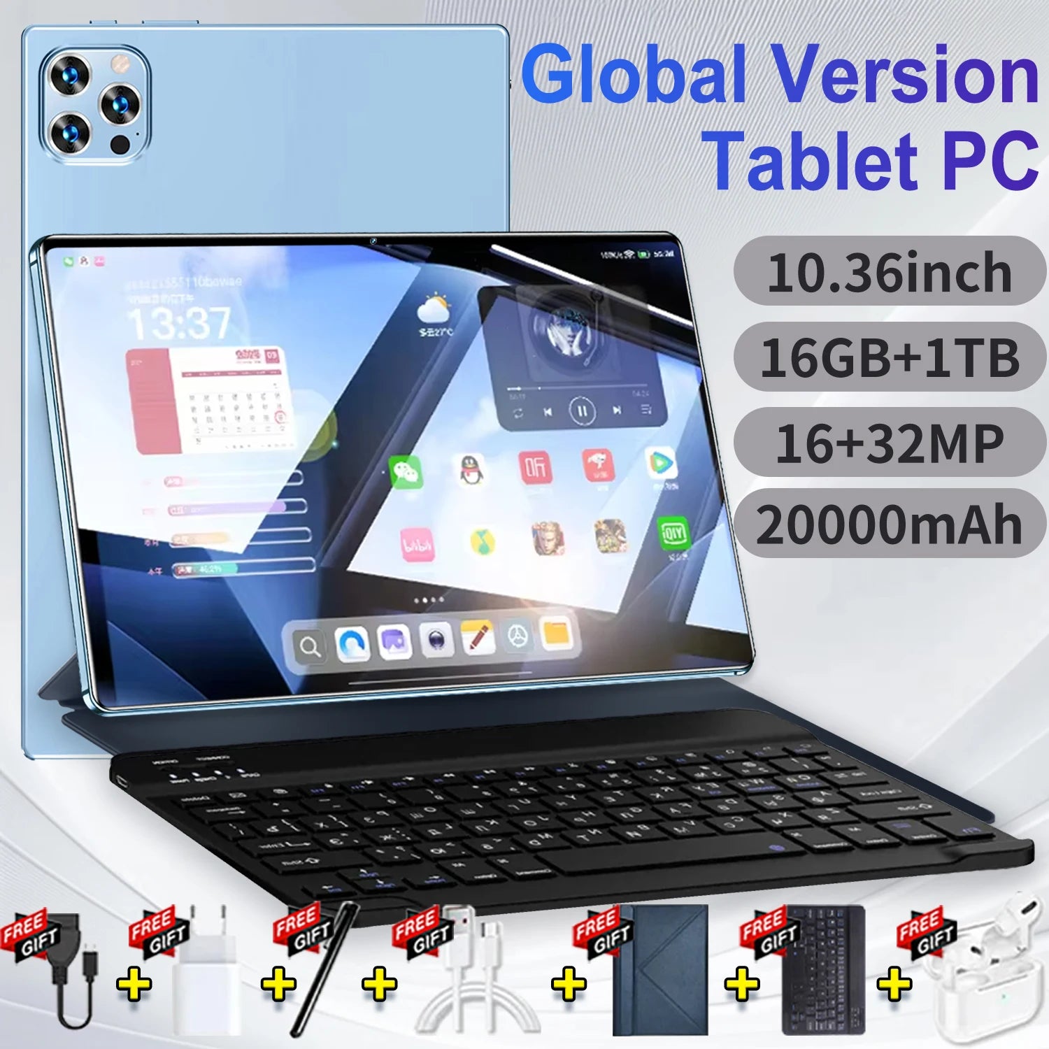 Tablette Android 14 - 10.36" 16GB RAM 1TB ROM, Snapdragon 8 Gen2, 5G, 20000mAh, 4K HD