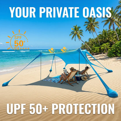 Tente de Plage Parasol UPF50+ – 2M ou 3M | Anti-Vent, Portable, Montage 3 min | HGTUGO