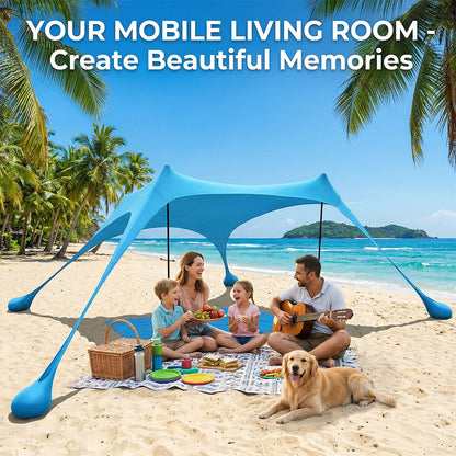 Tente de Plage Parasol UPF50+ – 2M ou 3M | Anti-Vent, Portable, Montage 3 min | HGTUGO