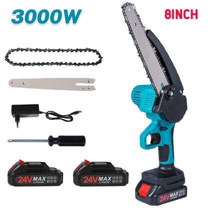 Mini Tronçonneuse Électrique 6 Pouces 21V - Portable avec Huilage Automatique et 2 Batteries | OWJHE