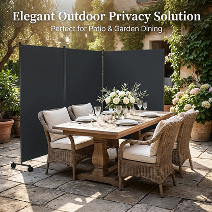 Écran de Confidentialité Pliable sur Roulettes – Paravent Mobile 3 ou 6 Panneaux, Intérieur/Extérieur