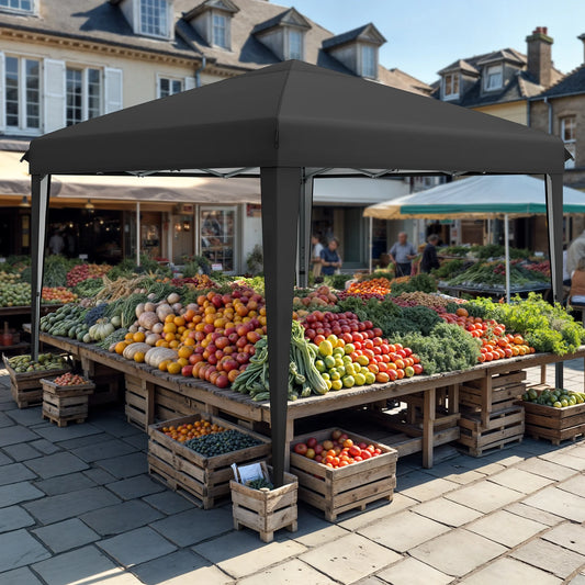 Kiosque Pliant Pop-Up 3x3 m – Toile Oxford 420D UPF 50+, Imperméable, Sac de Transport Inclus