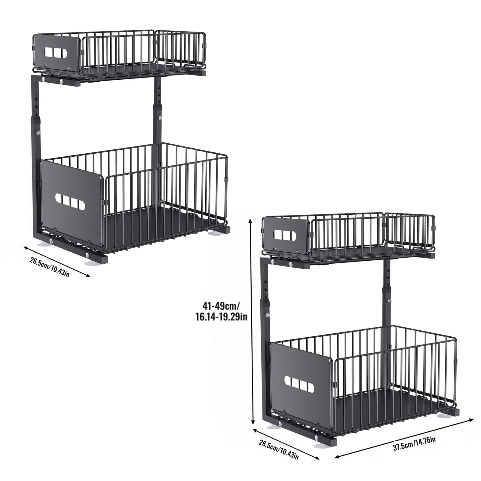 Organiseur Coulissant 2 Niveaux – Rangement Réglable Sous Évier, Cuisine & Salle de Bain