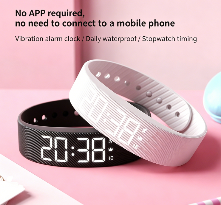 Montre Connectée Sport Femme – Podomètre, Alarme Vibrante, Étanche 30M