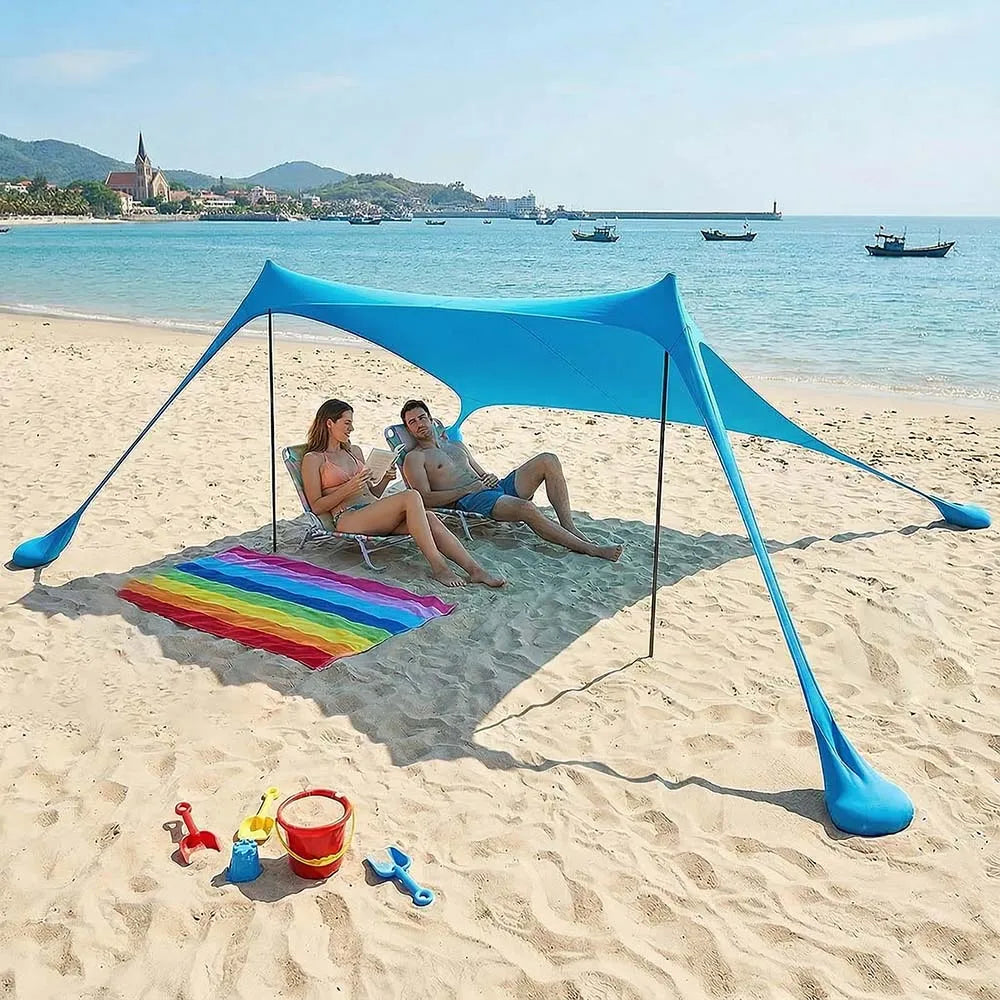 Tente de Plage Parasol UPF50+ – 2M ou 3M | Anti-Vent, Portable, Montage 3 min | HGTUGO