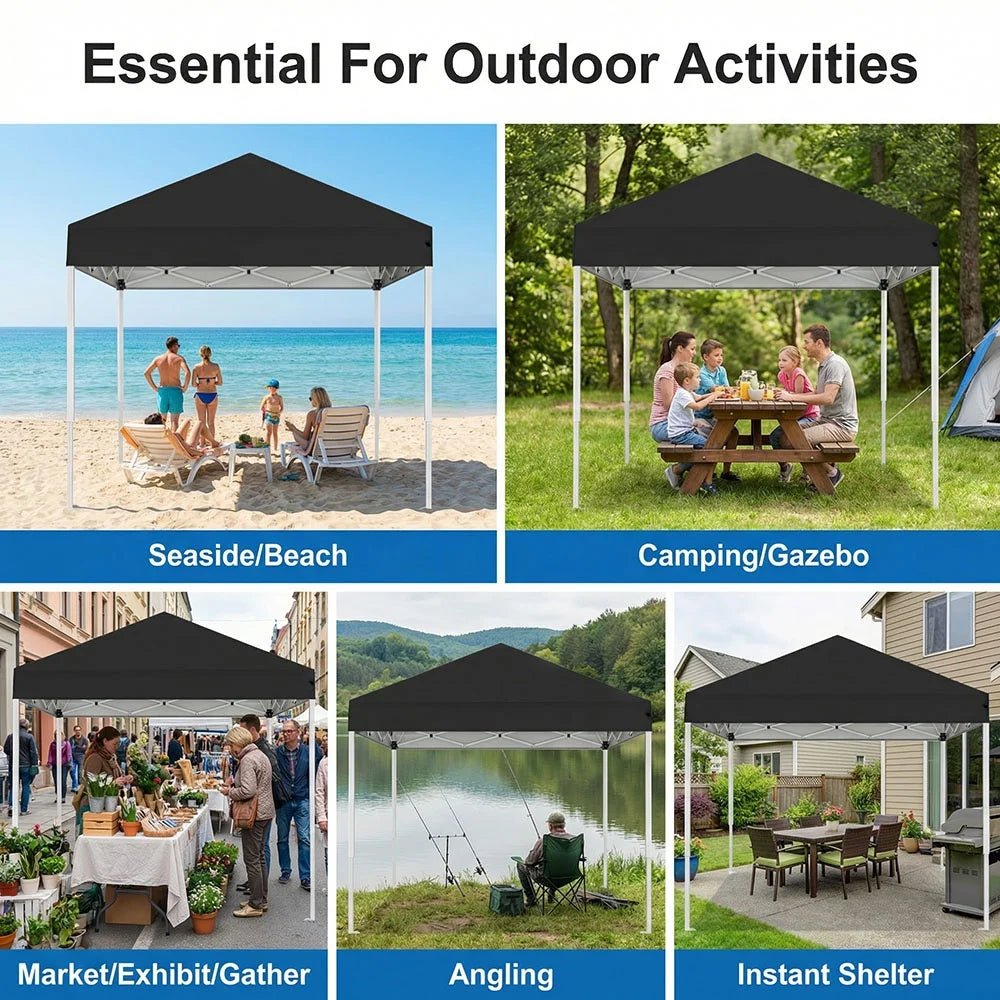 Kiosque Pliant 2x2 m – Tente Pop-Up Instantanée, Toile Oxford 420D UPF 50+, 3 Hauteurs, Sac de Transport