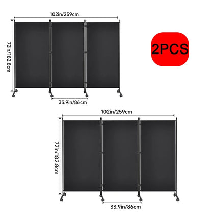 Écran de Confidentialité Pliable sur Roulettes – Paravent Mobile 3 ou 6 Panneaux, Intérieur/Extérieur