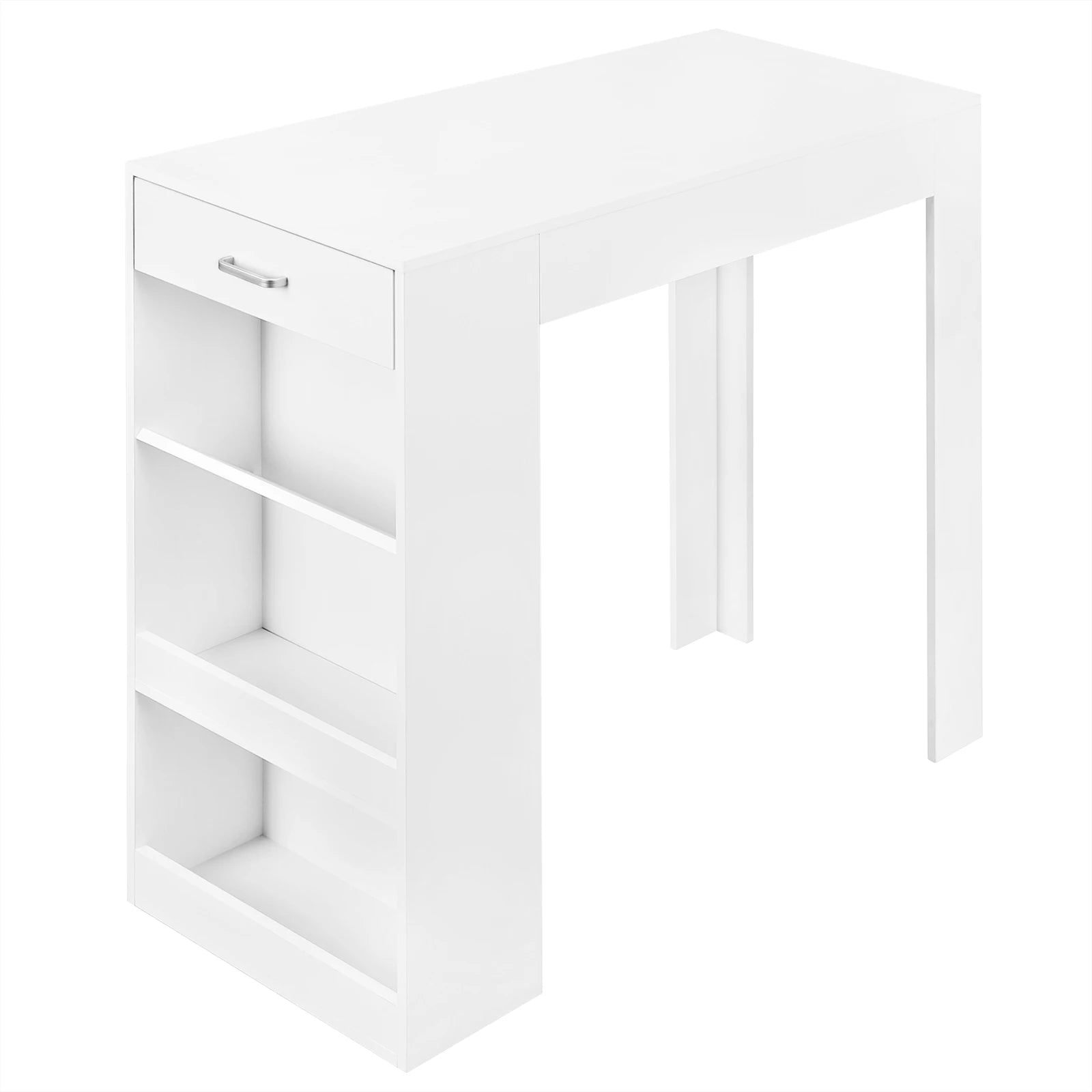 Table de Bar WOLTU 100x100x50cm - Bistro avec Tiroir 3 Étagères Porte-Bouteilles Cuisine Salon