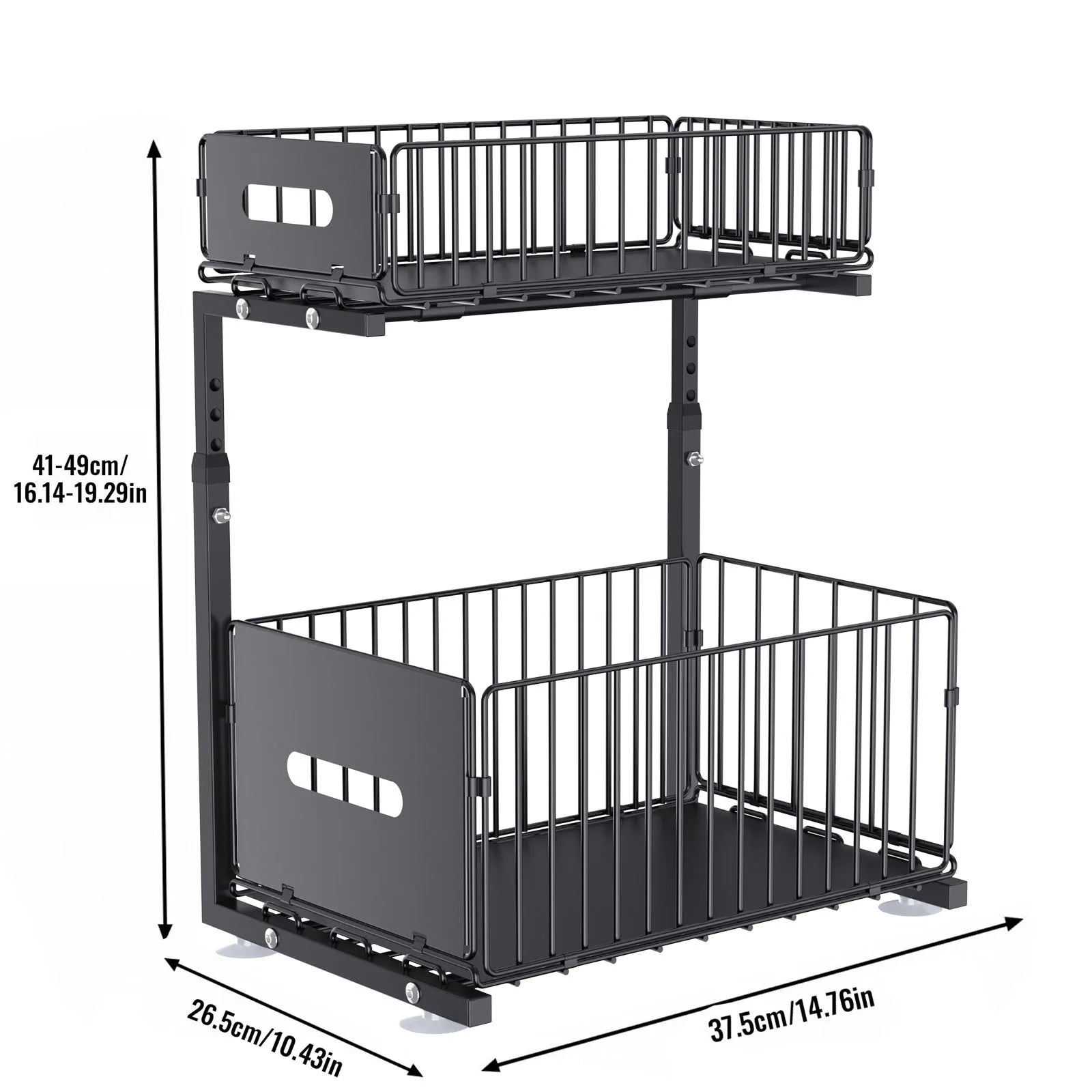 Organiseur Coulissant 2 Niveaux – Rangement Réglable Sous Évier, Cuisine & Salle de Bain