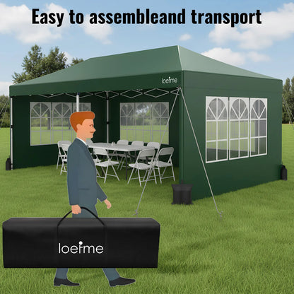 Gazebo Pop-Up Loefme – Tente de Jardin Imperméable 6 Côtés | 2,5x2,5M à 3x6M