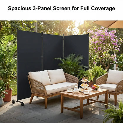 Écran de Confidentialité Pliable sur Roulettes – Paravent Mobile 3 ou 6 Panneaux, Intérieur/Extérieur