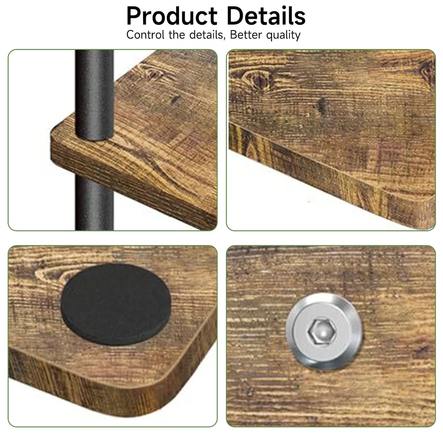 Étagère à Plantes 5 Niveaux – Support Métallique Fer et Bois, Intérieur/Extérieur, Noir