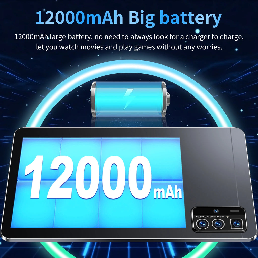 Tablette Android 13 - 10.36" 16GB RAM 1TB ROM, 10 Cœurs, 5G, 12000mAh, Dual SIM