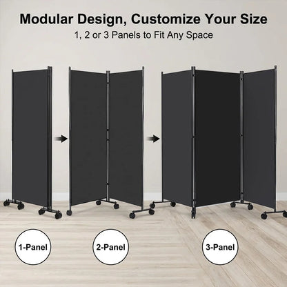 Écran de Confidentialité Pliable sur Roulettes – Paravent Mobile 3 ou 6 Panneaux, Intérieur/Extérieur