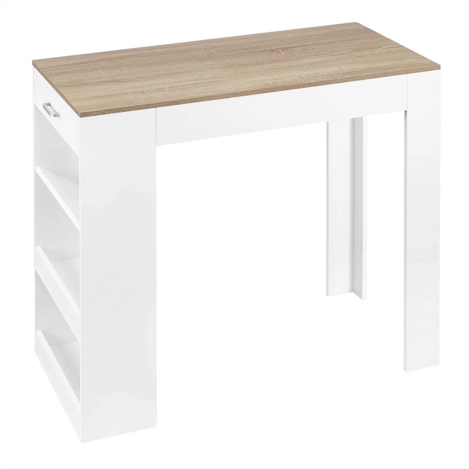 Table de Bar WOLTU 100x100x50cm - Bistro avec Tiroir 3 Étagères Porte-Bouteilles Cuisine Salon