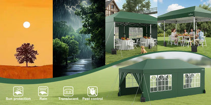 Gazebo Pop-Up Loefme – Tente de Jardin Imperméable 6 Côtés | 2,5x2,5M à 3x6M
