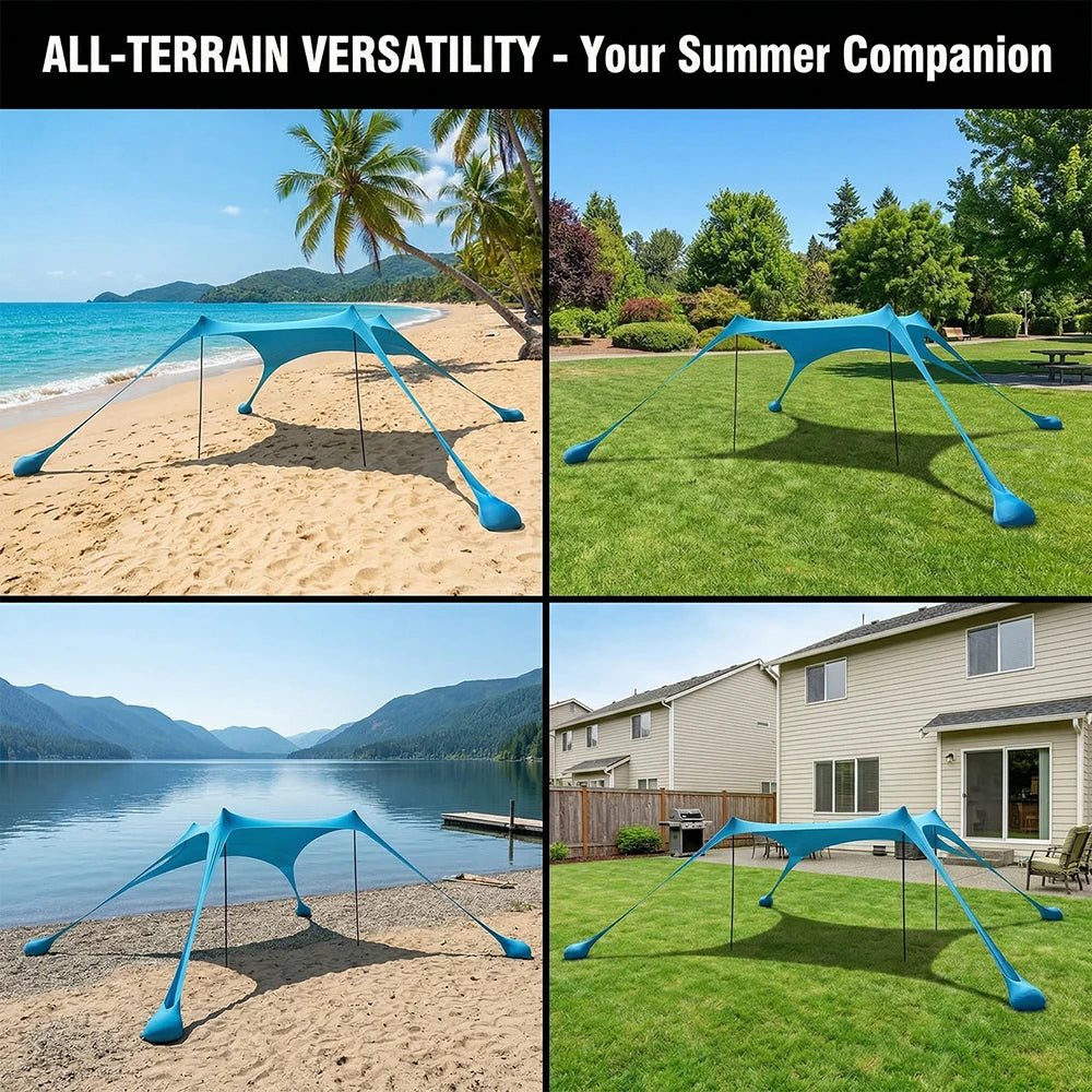 Tente de Plage Parasol UPF50+ – 2M ou 3M | Anti-Vent, Portable, Montage 3 min | HGTUGO