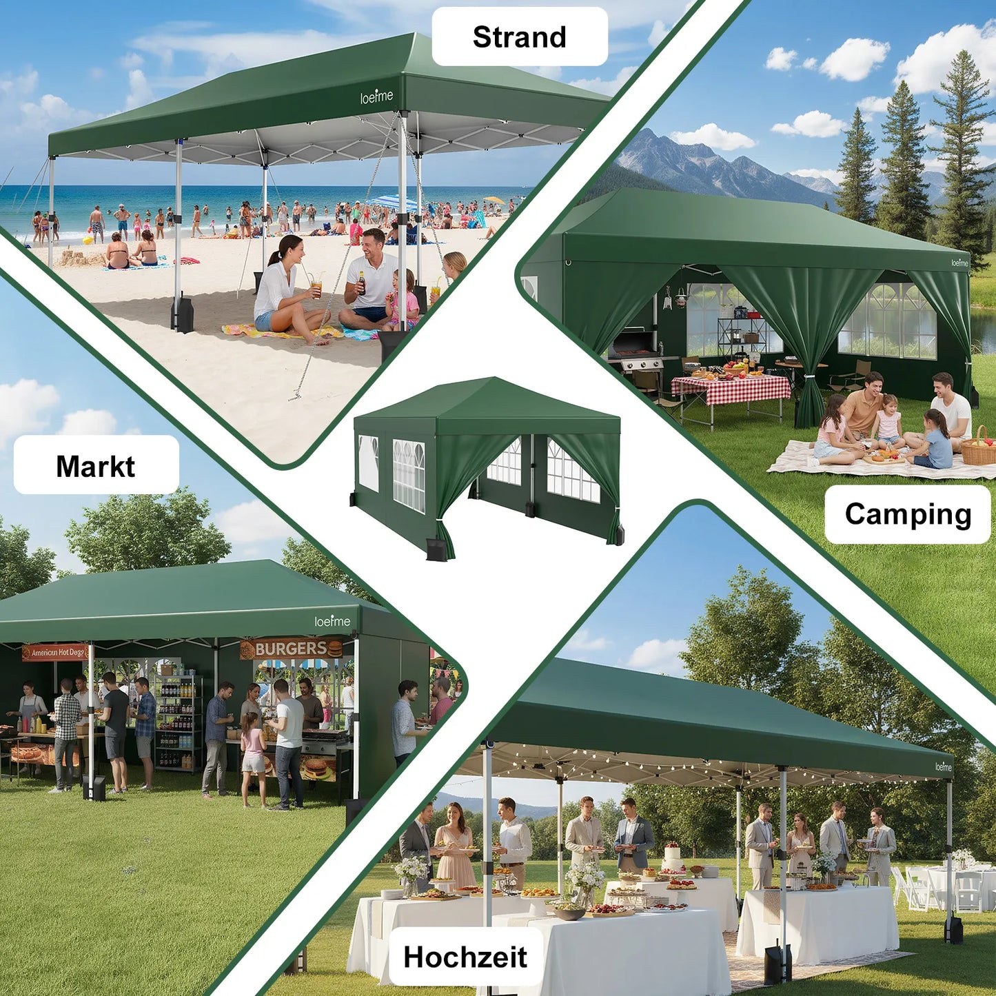 Gazebo Pop-Up Loefme – Tente de Jardin Imperméable 6 Côtés | 2,5x2,5M à 3x6M