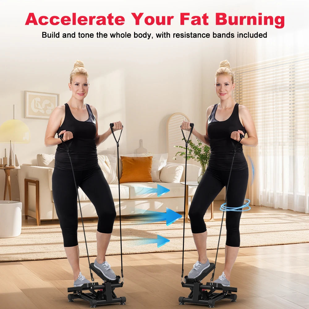 Mini Stepper Fitness 140kg - Cordes de Résistance Bras Jambes Fessiers Domicile Bureau