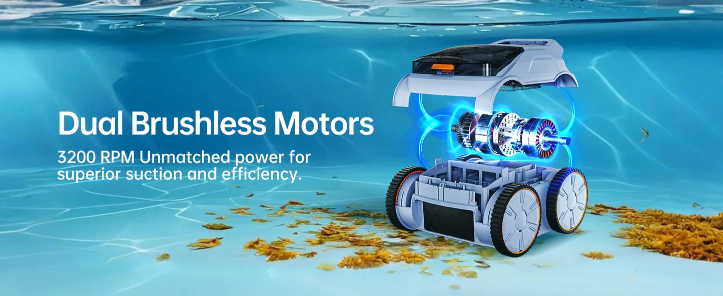 Robot Nettoyeur de Piscine Seauto – Sans Fil | Aspiration 45 000 Pa | Jusqu'à 200 m²