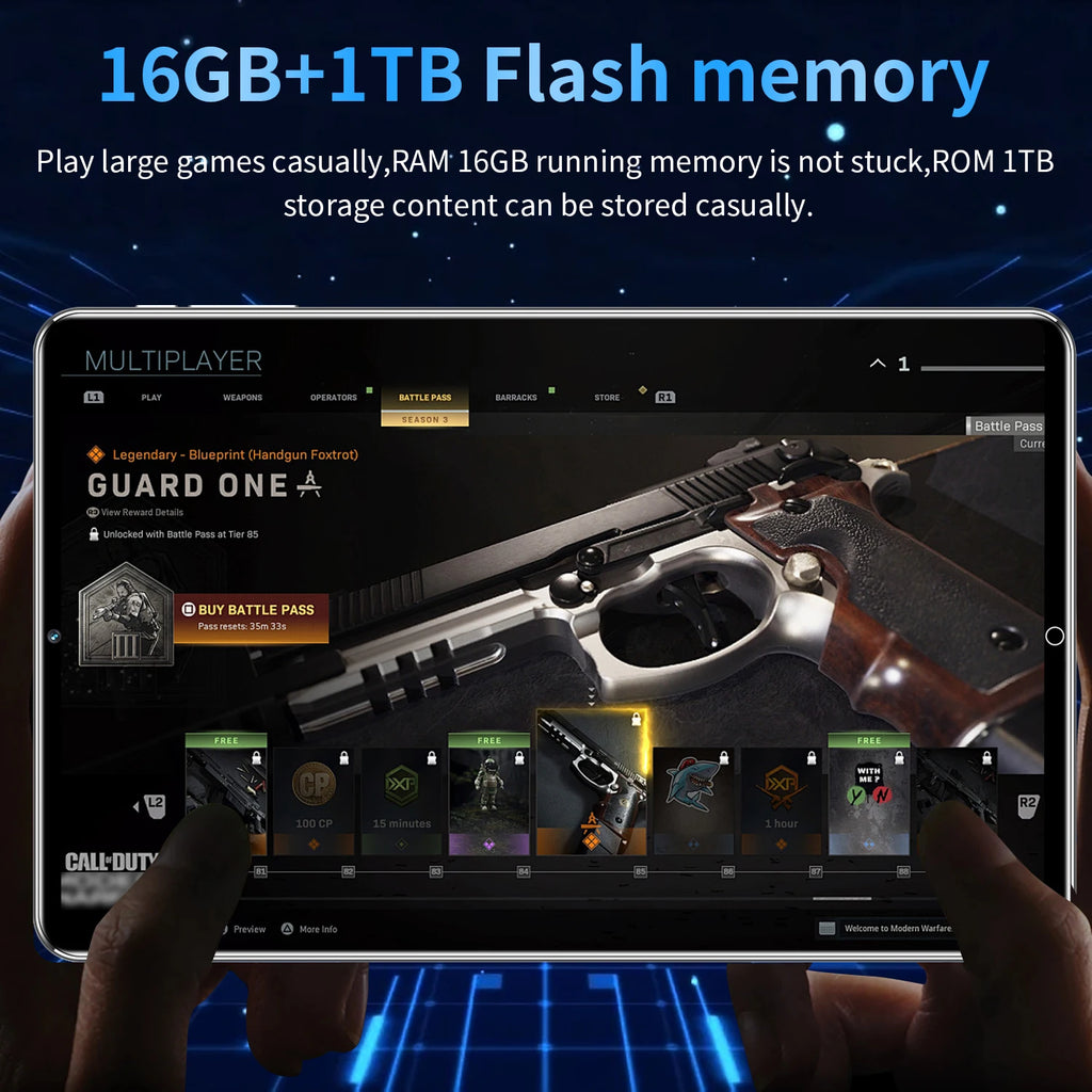 Tablette Android 13 - 10.36" 16GB RAM 1TB ROM, 10 Cœurs, 5G, 12000mAh, Dual SIM