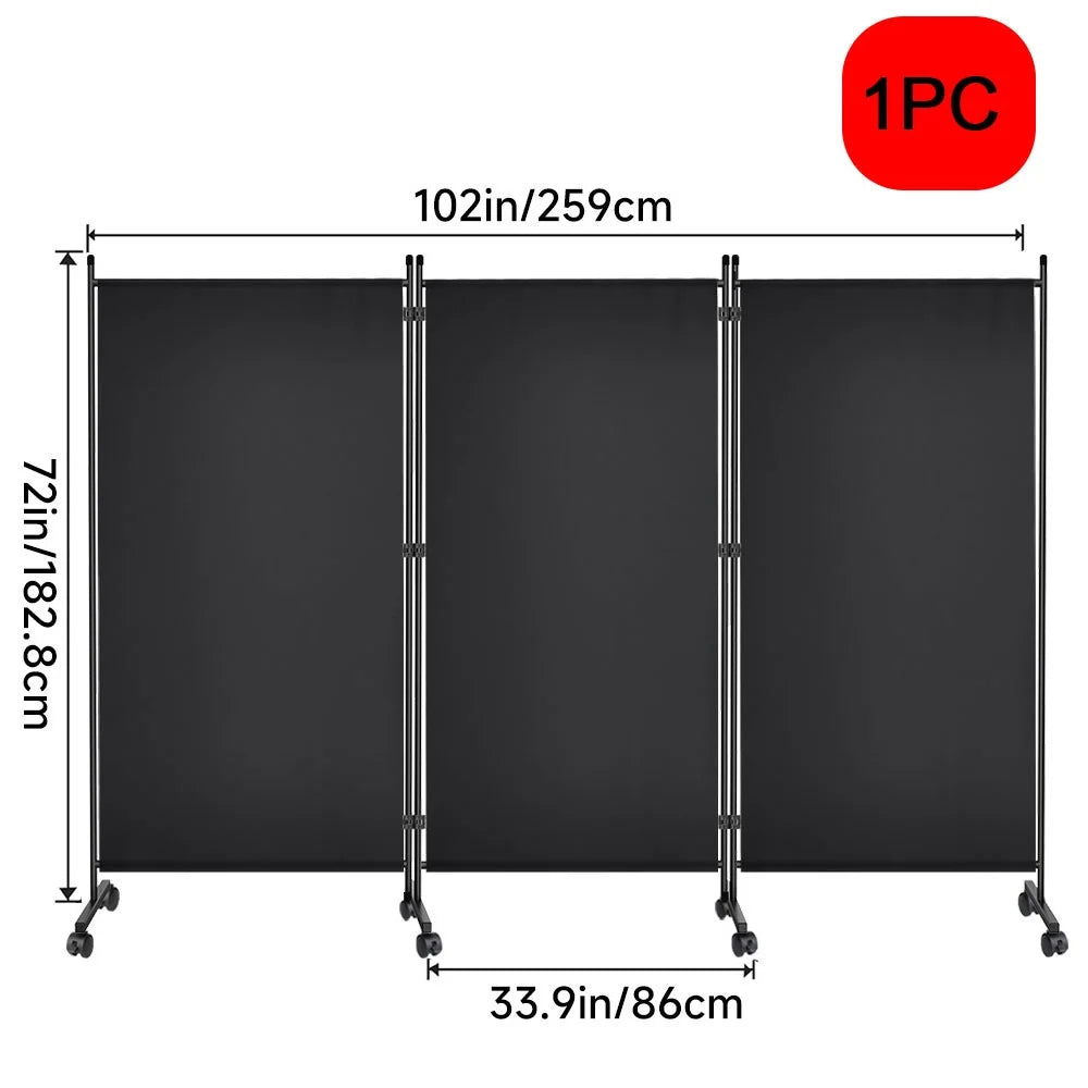 Écran de Confidentialité Pliable sur Roulettes – Paravent Mobile 3 ou 6 Panneaux, Intérieur/Extérieur