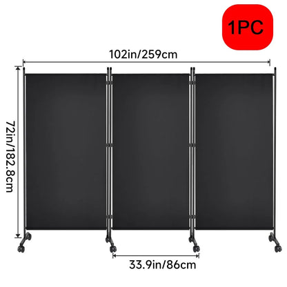 Écran de Confidentialité Pliable sur Roulettes – Paravent Mobile 3 ou 6 Panneaux, Intérieur/Extérieur