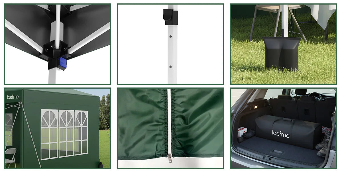 Gazebo Pop-Up Loefme – Tente de Jardin Imperméable 6 Côtés | 2,5x2,5M à 3x6M