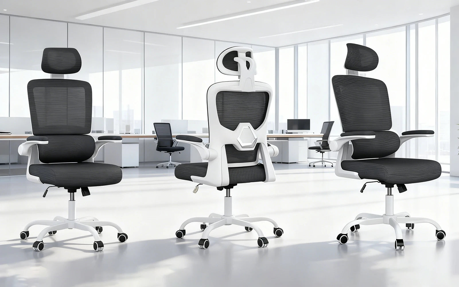 Chaise Bureau Ergonomique - Accoudoirs Pliables Dossier Respirant Réglable