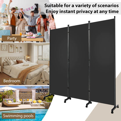 Écran de Confidentialité Pliable sur Roulettes – Paravent Mobile 3 ou 6 Panneaux, Intérieur/Extérieur