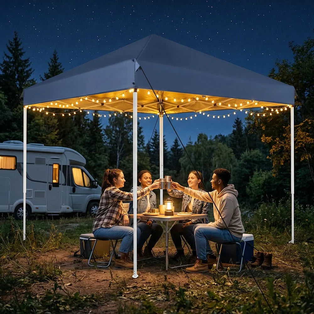 Kiosque Pliant 2x2 m – Tente Pop-Up Instantanée, Toile Oxford 420D UPF 50+, 3 Hauteurs, Sac de Transport