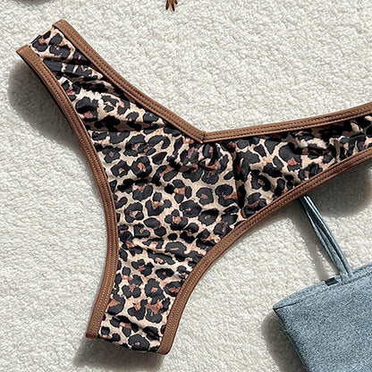 Bikini Deux Pièces Femme Imprimé Léopard Dos Attaché – 5 Motifs, XS à L