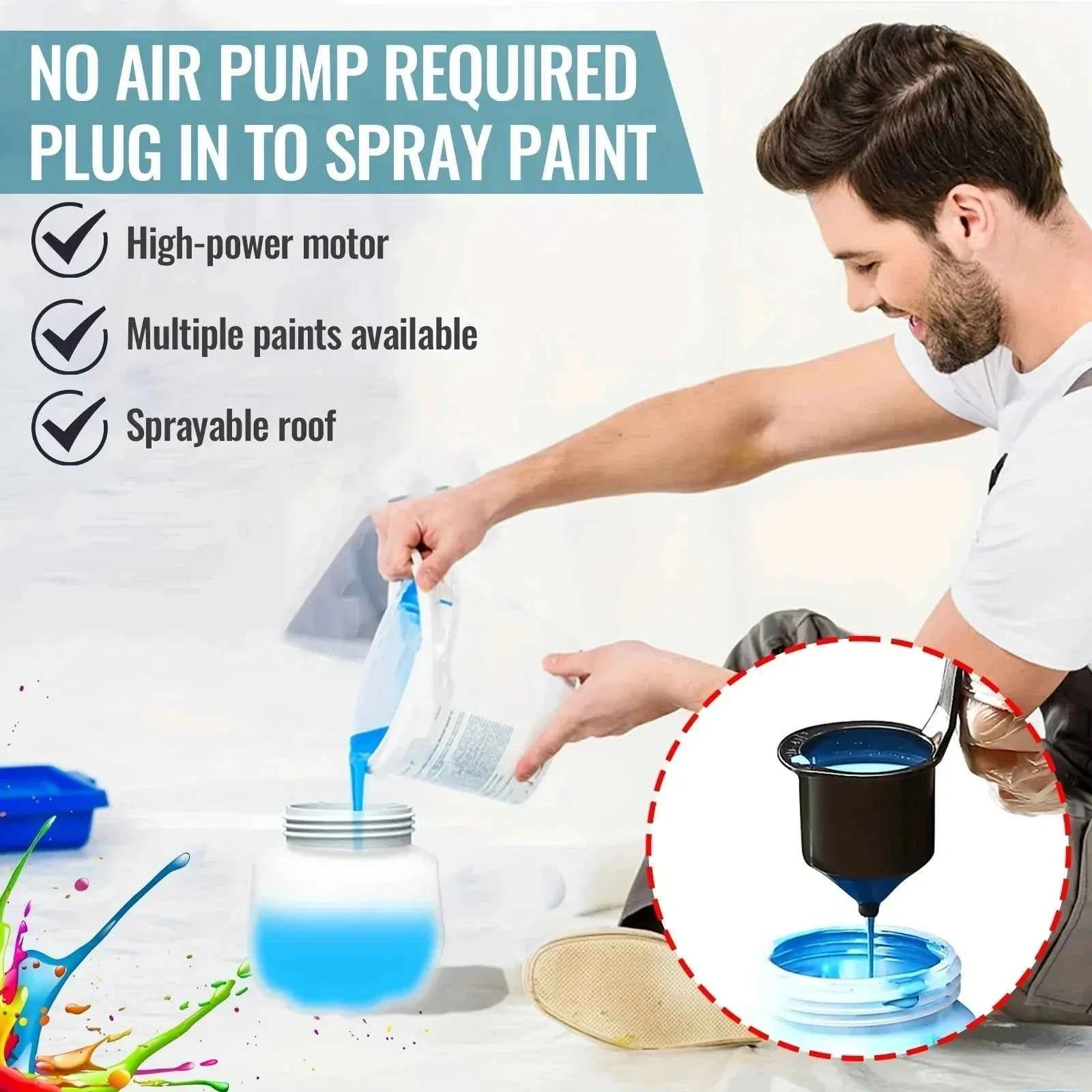 Pistolet à Peinture Sans Fil 1000ml Électrique Batterie