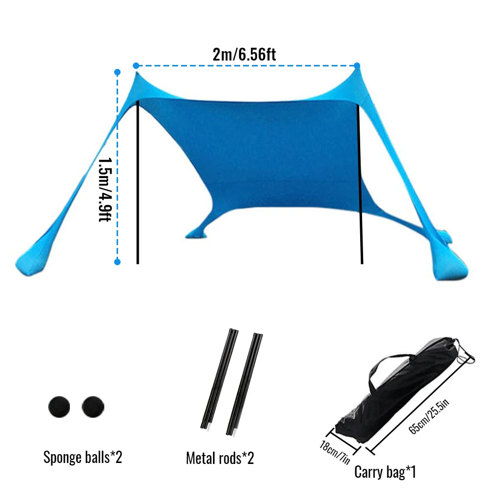 Tente de Plage Parasol UPF50+ – 2M ou 3M | Anti-Vent, Portable, Montage 3 min | HGTUGO