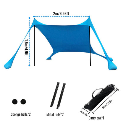 Tente de Plage Parasol UPF50+ – 2M ou 3M | Anti-Vent, Portable, Montage 3 min | HGTUGO