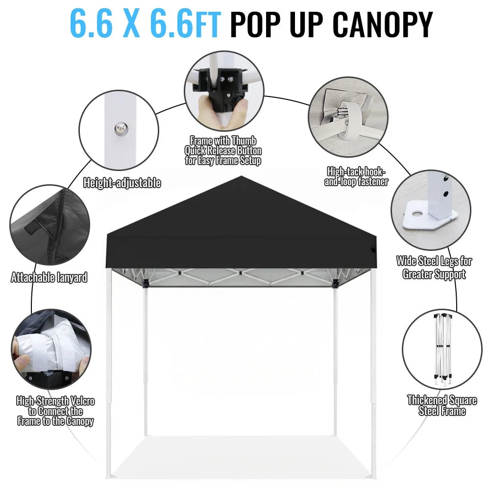 Kiosque Pliant 2x2 m – Tente Pop-Up Instantanée, Toile Oxford 420D UPF 50+, 3 Hauteurs, Sac de Transport