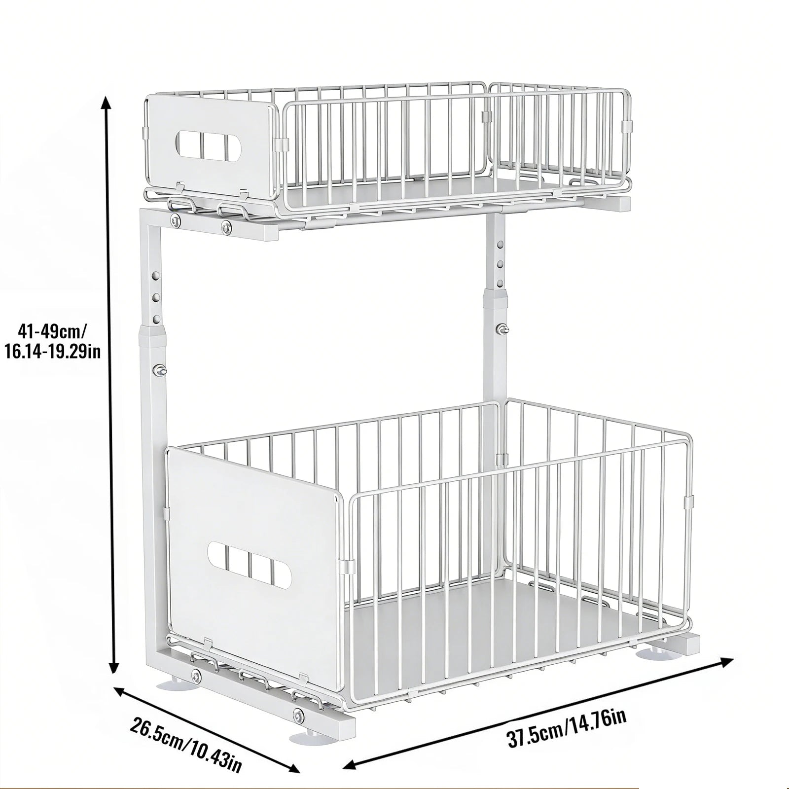 Organiseur Coulissant 2 Niveaux – Rangement Réglable Sous Évier Cuisine & Salle de Bain