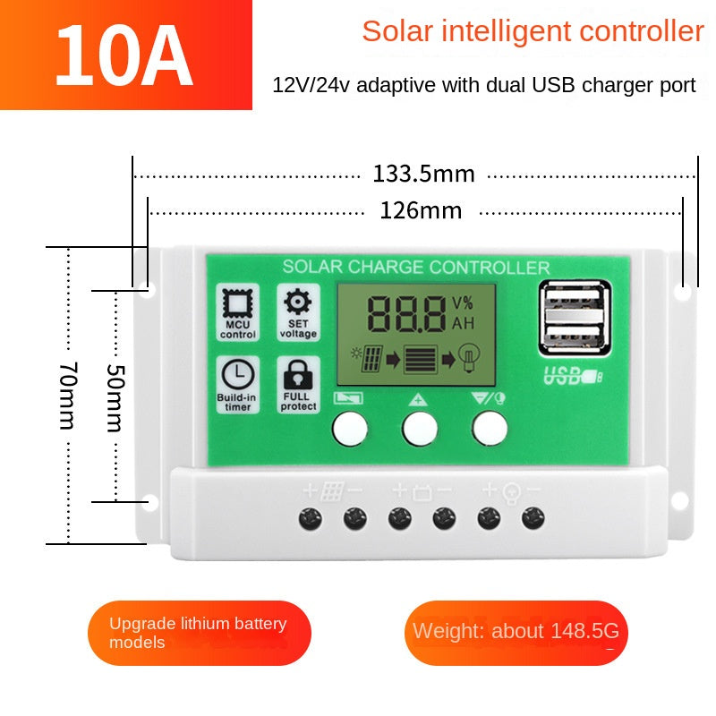 Solar controller fully automatic lead-acid battery 12v24v street lamp intelligent charging and discharging system