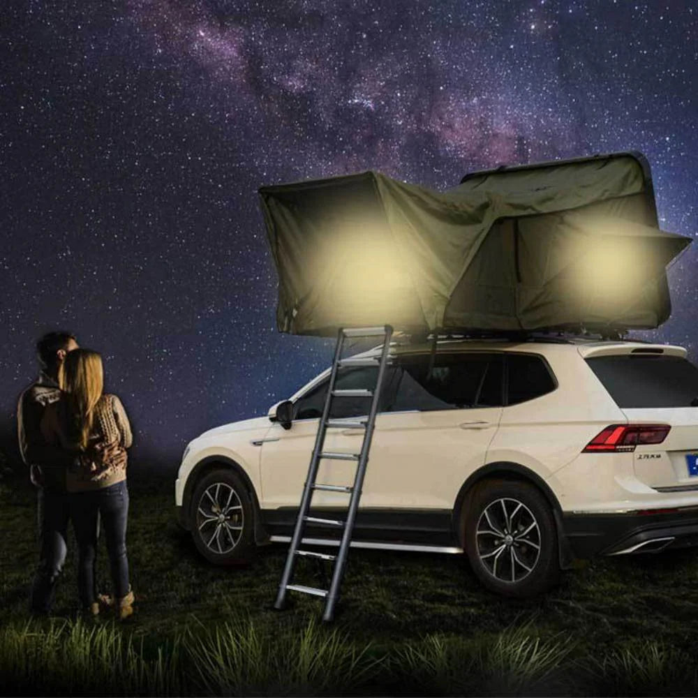 Portable Folding Aluminium Telescopic Ladder Non-Slip Extension Telescoping Ladder with Hooks Roof top tent and roof rack use - APPRO-DISTRI