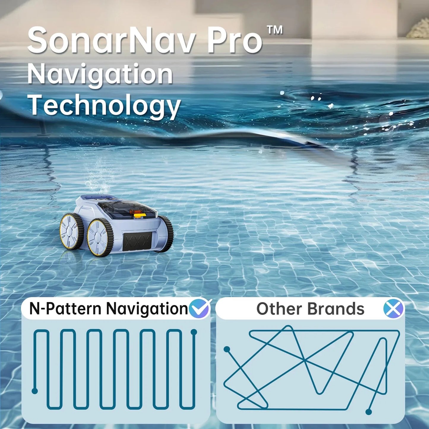Robot Nettoyeur de Piscine Seauto – Sans Fil | Aspiration 45 000 Pa | Jusqu'à 200 m²