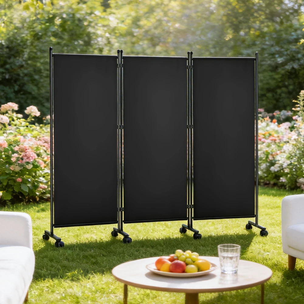 Écran de Confidentialité Pliable sur Roulettes – Paravent Mobile 3 ou 6 Panneaux, Intérieur/Extérieur