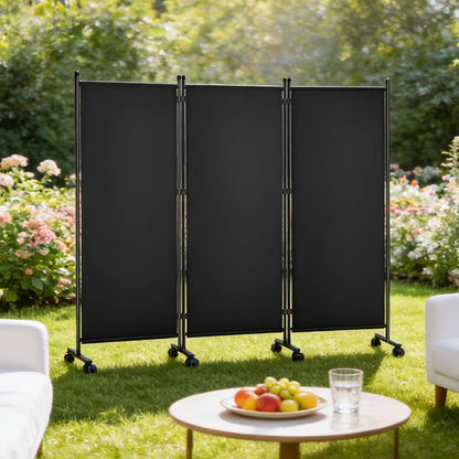 Écran de Confidentialité Pliable sur Roulettes – Paravent Mobile 3 ou 6 Panneaux, Intérieur/Extérieur