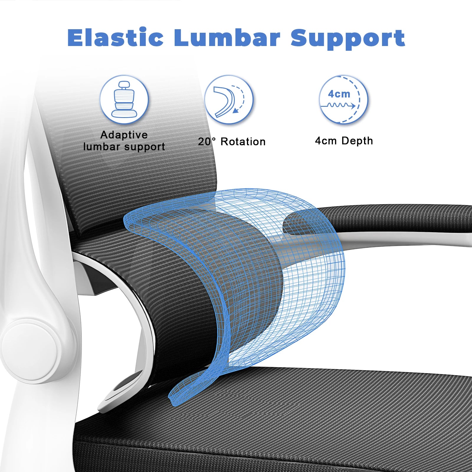 Chaise Bureau Ergonomique - Accoudoirs Pliables Dossier Respirant Réglable