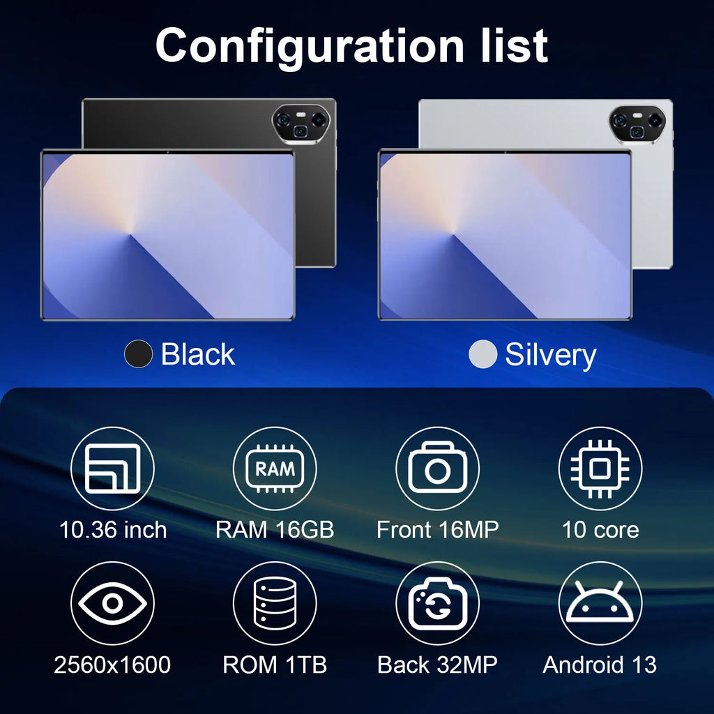 Tablette 300Pro 10,36" Android 14 - Snapdragon 8Gen2 16 Go+1 To 5G