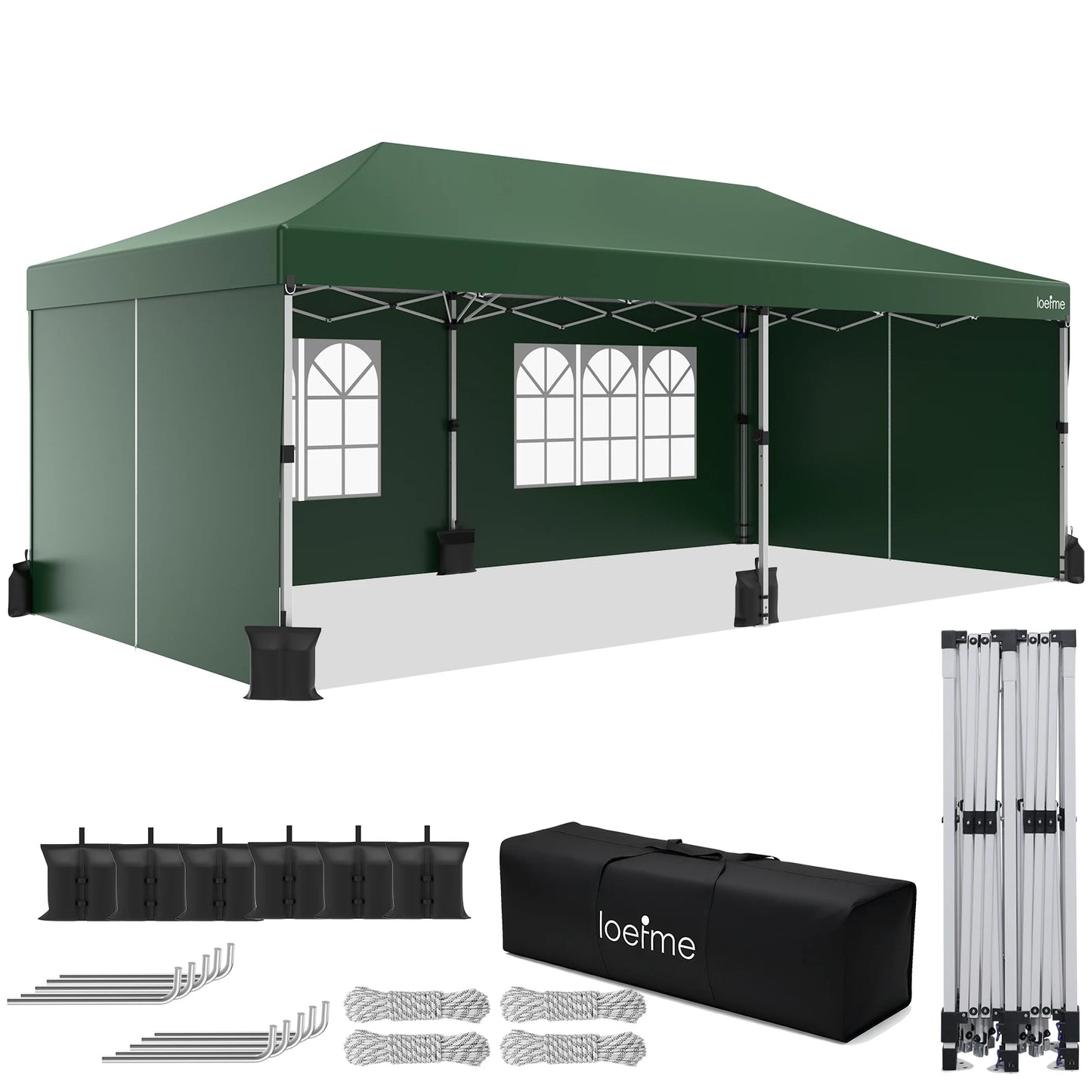 Gazebo Pop-Up Loefme – Tente de Jardin Imperméable 6 Côtés | 2,5x2,5M à 3x6M