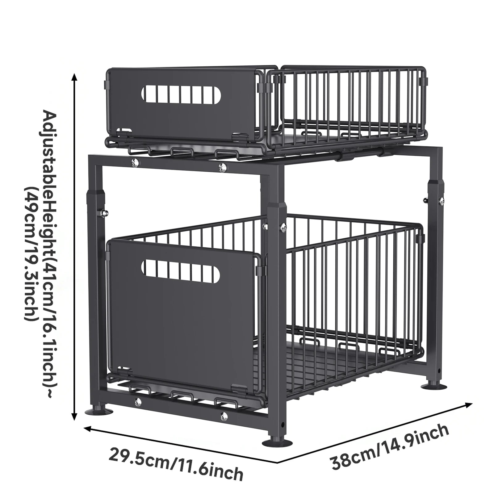 Organiseur Coulissant 2 Niveaux – Rangement Réglable Sous Évier Cuisine & Salle de Bain