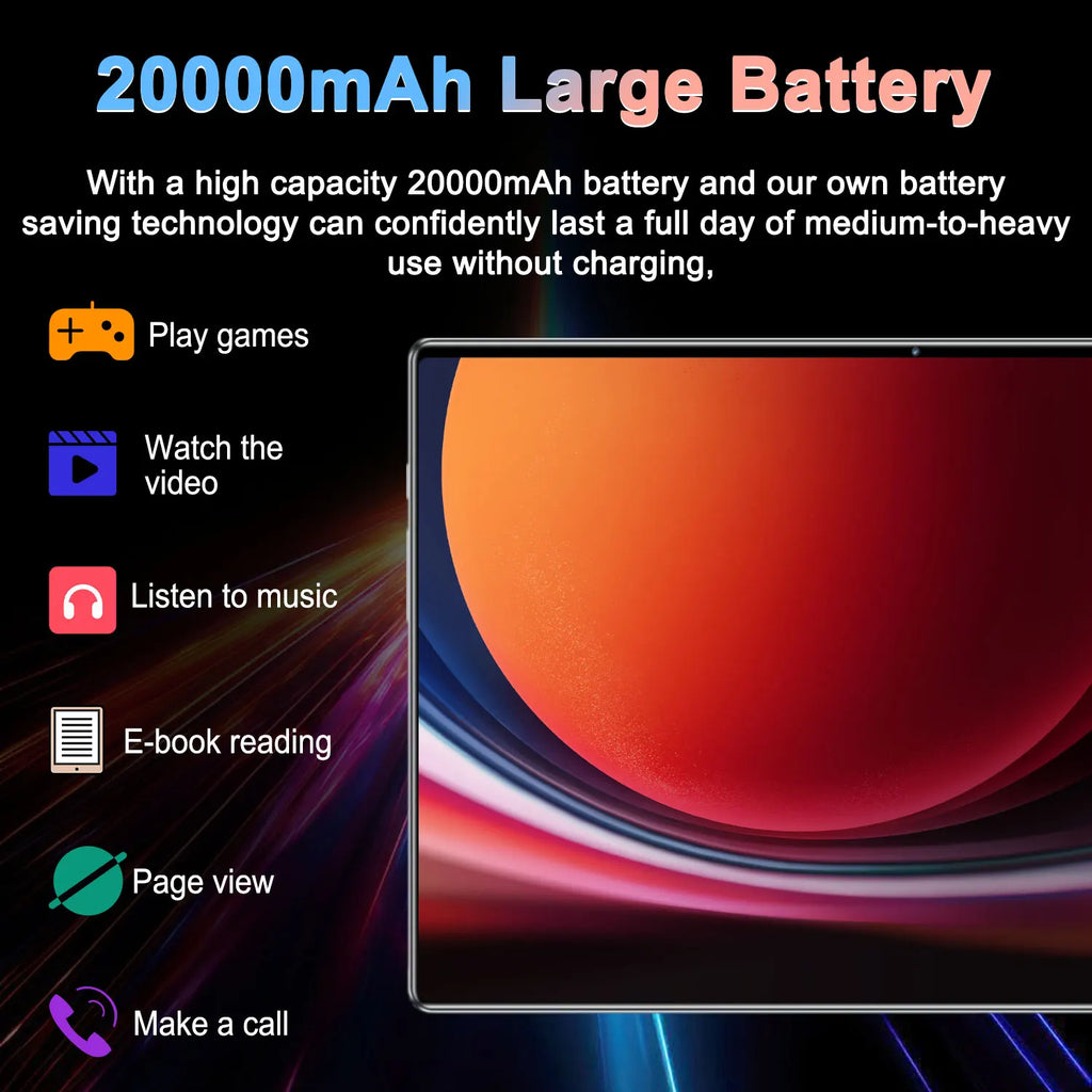 Tablette S11 Ultra Android 13 - 10.36" 16GB RAM 1TB ROM, 14 Cœurs, 20000mAh, WiFi