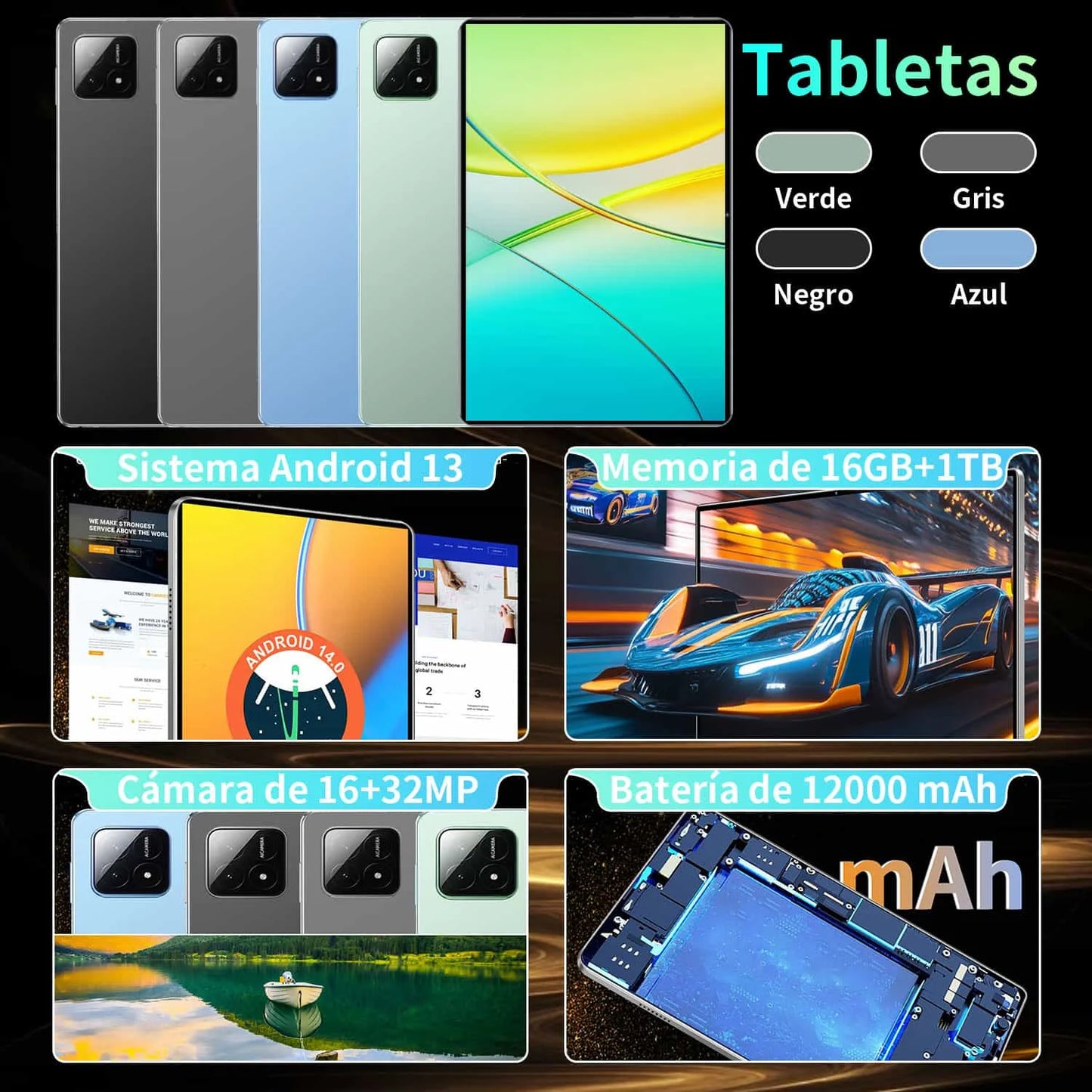 Tablette Android PRO6 2026 — 5G, 10 Cœurs, Écran 10,36" 4K, Double SIM, 12000mAh
