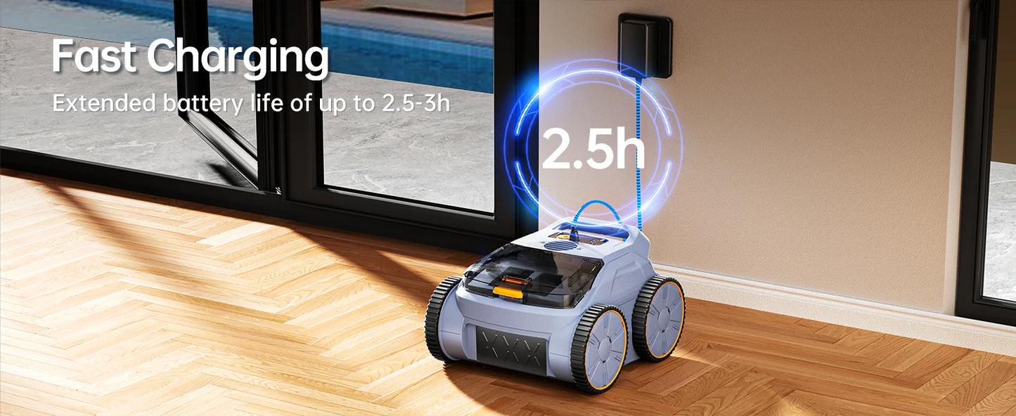 Robot Nettoyeur de Piscine Seauto – Sans Fil | Aspiration 45 000 Pa | Jusqu'à 200 m²
