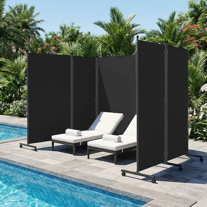 Écran de Confidentialité Pliable sur Roulettes – Paravent Mobile 3 ou 6 Panneaux, Intérieur/Extérieur